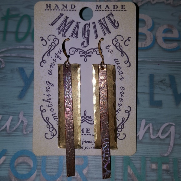 BRASS COPPER GOLD PLATED BOHEMIAN EARRINGS - Picture 1 of 2